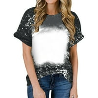 Jesenske košulje za žene Ženske izbeljene sublimacije prazne majice kratki rukav Grafički posavine kratke teenje na vrhu Ležerne bluze Smiješne slatke odjeće za odjeću Z01-crna xxxl