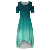 Haljine za čišćenje za žene Ljeto kratki rukav isključeni suknje za suknje ramena Green 2xl