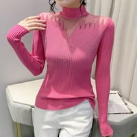 FVWitlyh džemper za vrat za ženski dugi rukav sa zatvaračem s dugim rukavima odvojio rameni predimenzionirani