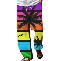 B91XZ muške hlače Muške hlače Ljetna plaža Hipie harem hlače Baggy Boho Yoga Hawaiess Ležerne prilike kapljice Crotch Thator Hot Pink, veličina XXL
