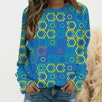 FSqjgq Y2K dukseve za žene modni geometrijski print Crewneck duksevi teen djevojke dugi rukav pulover