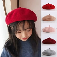 Beret Hat Solid Color Classic Stretchy Casual Plain Držite topla vunena jesenska zimska dječja dječja francuska umjetnička kapa
