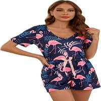 Singreal ženski set Flamingo tropsko kupeće za kupeo za kupeo za prvenstvo u prednjem struku Padžama