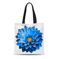 Platno tota torba Šareno nadrealna tamna hrom plavi cvijet Dahlia makro bijela ramena za višekratnu