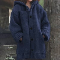 Francuska Dimple Ženska jesen i zimska solidna boja Dugačak džepni šal labavi kardigan pleteni džemper