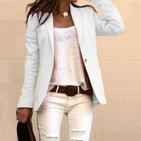 Žene Svečano odijelo kaput- Ležerne modne čvrsto dugih rukava jakna bijela XL