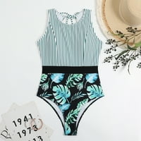 Yuwull Womens Plus size Ljeto Kupaći kostim za kupaći kostimi za kupaći kostimi za cipele Boho One BOHO Stripe Print Backlex Dame kupaći kostimi cvjetni kupaći odjeća