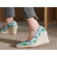Gomelly Womens Espadrilles Wedge Sandale šiljasti prsti klinovi pumpe cipele Udobna haljina ljeto klizanje na sandalama zelena 7,5