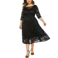 Žene oblače žensku ljetnu haljinu plus veličine brodom STANDARD-Fit rukav čvrst maxi party haljina crna