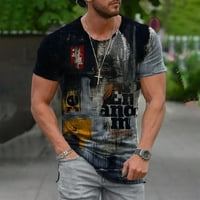 Hanas muški ljetni casual 3d tiskani kratki rukav na vrhu majica s kratkim rukavima Bluza Black XXXXXL