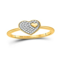 10KT Žuto zlato Žene okrugli dijamantski prsten za srce CTTW