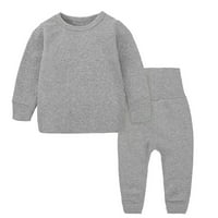 Ketyyh-Chn Baby Boys Dopis odjeće Print Spring Fall Dugih rukava Thirt Hlače Set set tamno siva, 120