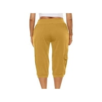 Ženske kapri hlače za ljetne vučne hlače Elastični struk casual caprit joggers labavi ravne pantalone