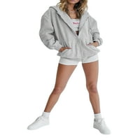 Biekopu Žene Jednostavni stil Solid Color Coat Girls Loose Style patentni zatvarač Otvoreno Prednja