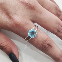 Swiss Blue Topaz prsten, srebrni prsten, ženski prsten, prirodni topaz, novembar roštilj, božić, zahvalnost,