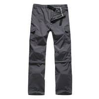 Lilgiuy Muškarci Solid casual gumb patentni zatvarač više džepova na otvorenom ravno tipovi fitness hlače teretni hlače pantalone na otvorenom ravno tipa Fitness Workout Cargo Hlače