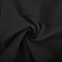 Traperice za žene narančaste dukseve Ženska modna čista boja Kombjunični džep za slobodno vrijeme Pamuk i posteljina hlače za žene Jogger setovi za žene Clearence Black, XL