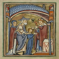 Djevica kao djevojaka u hramskom posteru Ispis nepoznatog engleskog iluminatora iz 12. stoljeća