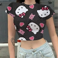 Ženski ljetni kratki rukav Ležerne prilike Moda Hello Kitty T-majice Okrugli vrat Y2K Grafički teški crtani ženi Thirs