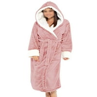 Welcnote Žene Sleep Rubs Solid Color Sherpa Robes s kapuljačom Fuzzy Pliša ogrtač Lounge Loose Fleece