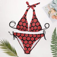 Crveni d kockice ženski bikini setovi dva kupaća kostim seksi smiješnog ispisanog kupanja