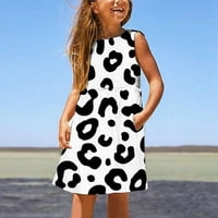 Djevojke Ljetne haljine Veličina Dječje djevojke Leopard Line haljina Svakodnevni odmor Print bez rukava