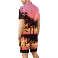 Muška tropska cvijeća košulja Havajski setovi ljetne odjeće casual gumb spušta majica kratkih rukava