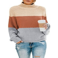 Chase Tajna ženska kornjača pulover džempere za pahulje za batenje sa labavim bojamableblock-a Chunky