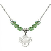Rodijumska ogrlica sa zelenim kolovozom mjeseca rođenja Kamene perle i šarm svetog duha