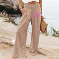 Ružičaste žene Radne hlače Žene udobne tiskane hlače sa visokim strukom Tweatpats joga hlače