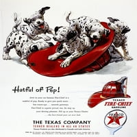 Texaco oglas, 1951. Namerička reklama za Texaco Fire Chief Benzin, 1951. Print za poster By