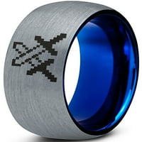 Volfram pikselirani mačevi prekriženi prsten za prsten za muškarce Žene Udobne cipele Plava kupola brušena