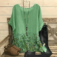 Ženski vrhovi okrugli izrez otisnuta bluza Ležerne žene Ljeto kratkih rukava majice zelena l
