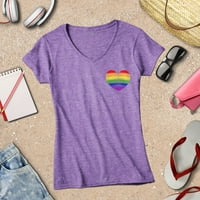 S4E ženski gay dugin srčani lgbtq Pride Slim Fit V-izrez majica Veliki Heather Purple