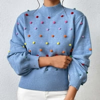 Aofany ženska modna casual boja džemper za džemper s dugim rukavima duks sa okruglim vratom, labav ugodan pulover bluza