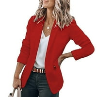 Ženska casual revel otvorena prednja dugi rukav radna kauč za jaknu kaput crvena
