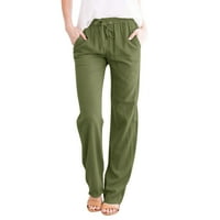 Capri pantalone za žene Ležerne prilike u boji labavi džepovi Elastične pojaseve struk hlače duge pantalone