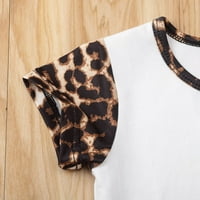 Carolilly Toddler Kids Baby Girl Summer Leopard Outfits kratkih rukava TOP + Hlače hlače 1- godine