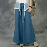 Lilgiuy ženska modna ljetna čvrsta povremena džep elastična struka duge hlače alt odjeća alternativna