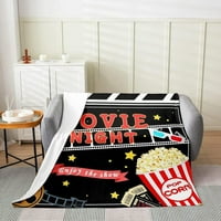 Filmska noć plišana pokrivač, za pozorišni kino postera Flannel Fleece pokrivač stari modni dekor dokona