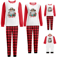 Porodica koja se podudara s božićnim pidžamama postavljene božićne bivole plaćene pruge veličine ispisa za odrasle-djecu-baby-kućni ljubimac dvodijelni vrh i hlače bodysuits odjeća pidžama
