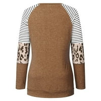 Honeeladyy Cleance Manje od 5 $ Fall vrhovi za žene Trendi Leopard Blok u boji Tunic Comfy Stripe labavi