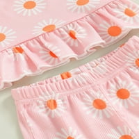 Arvbitana Toddler Baby Girls Ljeto odijelo Cvjetni tisak Ruffled Camisole + elastične pantalone casual set odjeće 12m-5T