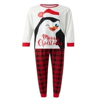 Porodica koja odgovara Božićne pidžame, Cartoon Penguin Print Dugih rukava Elastični pojas uzorak karista