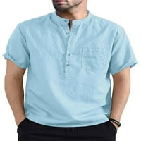 Muška majica Solid Boja Henley vrat pulover sa džepom i tipkama za ljeto