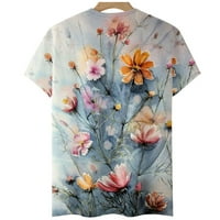 Ženski kratki rukav okrugli vrat cvjetni ispisani labavi ženski modni vrhovi bluza majica u prodaji