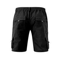 Sprifallbaby Muškarci Sportske casual šorc, elastični struk Solid Boja džepova Labavi ravne kratke hlače S-3XL