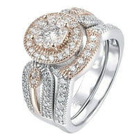 Mnjin angažman okrugli rez Zirkoni Žene vjenčani prstenovi nakit za žene Full Diamond Dame Ring Gold