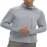 LUMENTO BOYS HOODIE majica s dugim rukavima SPF UV duksevi za zaštitu od sunca protiv UV-a za muške ribolovne vrhove Grey XL
