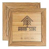 Rustikalni drveni kvadratni okvir za slike - set od - prirodna čvrsta ekološka drva za zidnu montažu i tablicu FOTO okvir - orah